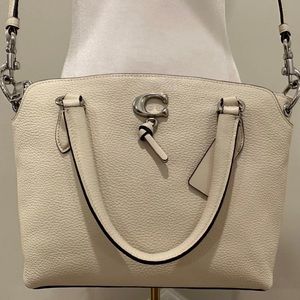 Coach Remi Crossbody Satchel CREAM/CHALK Pebbled Leather Silver